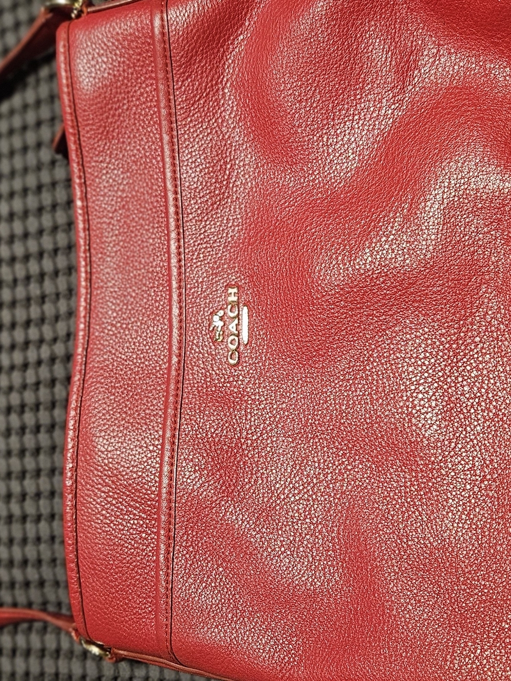 Coach Pebbled Leather Red Crossbody Bag AND wristlet Wallet Combo